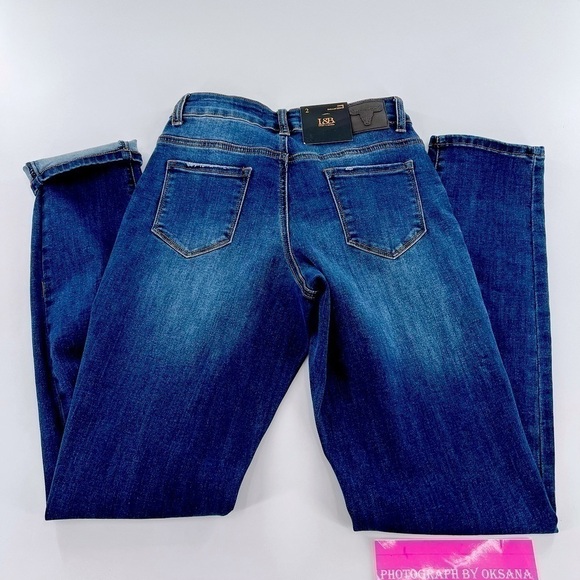 Lucky & Blessed Mid-Rise Dark Mid Wash Boyfriend Denim size 2 NWT - Picture 11 of 12